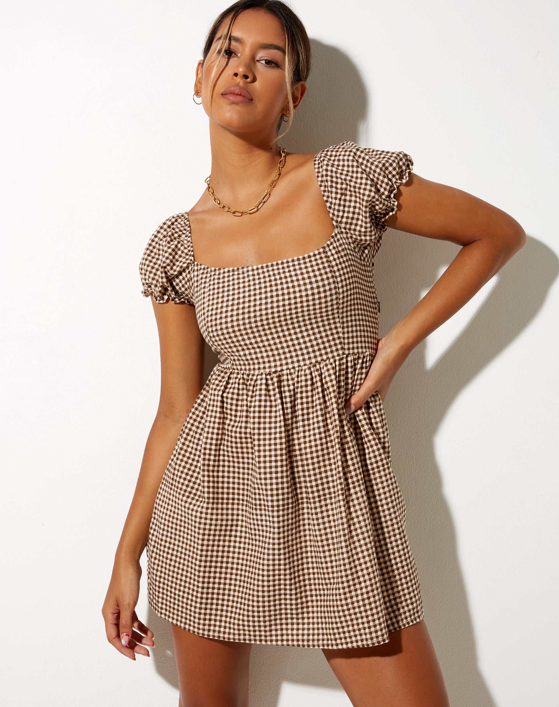 Imagen de Saunder Skater Dress in Mini Gingham