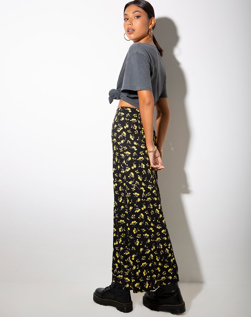 Sayan Maxi Falda en Buttercup Negro y Amarillo
