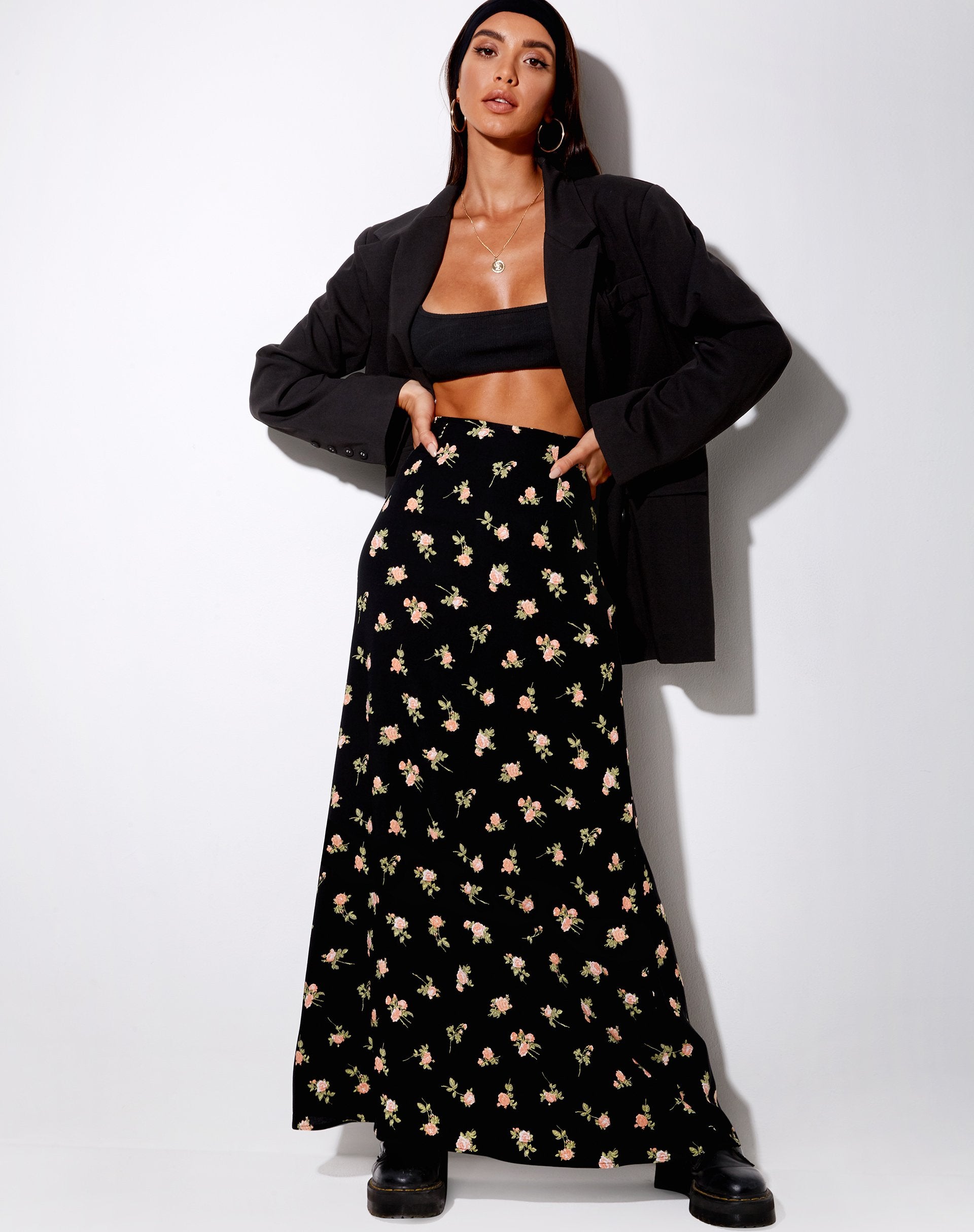 Imagen de Sayan Maxi Falda en Rose Garden Negro