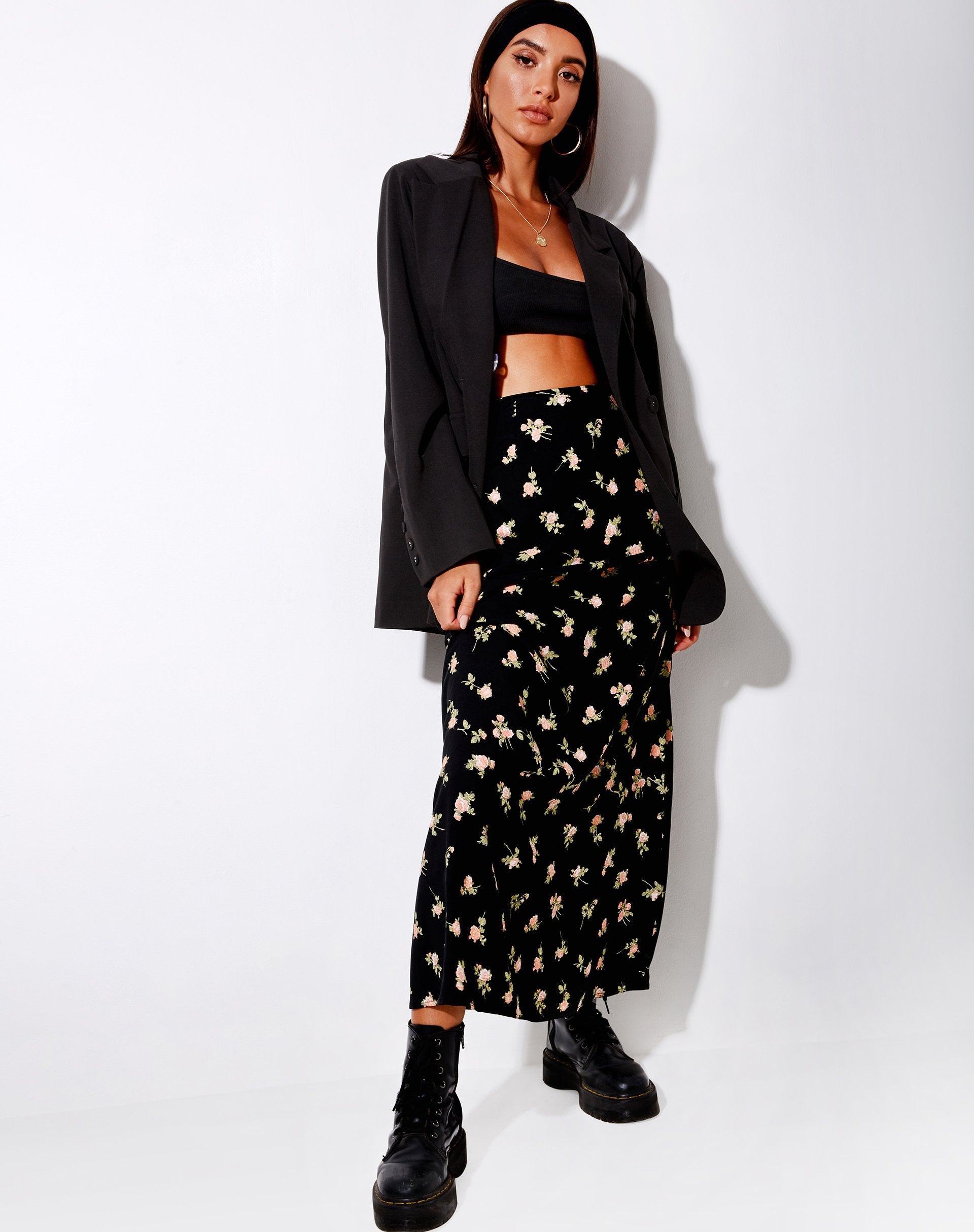 Imagen de Sayan Maxi Falda en Rose Garden Negro