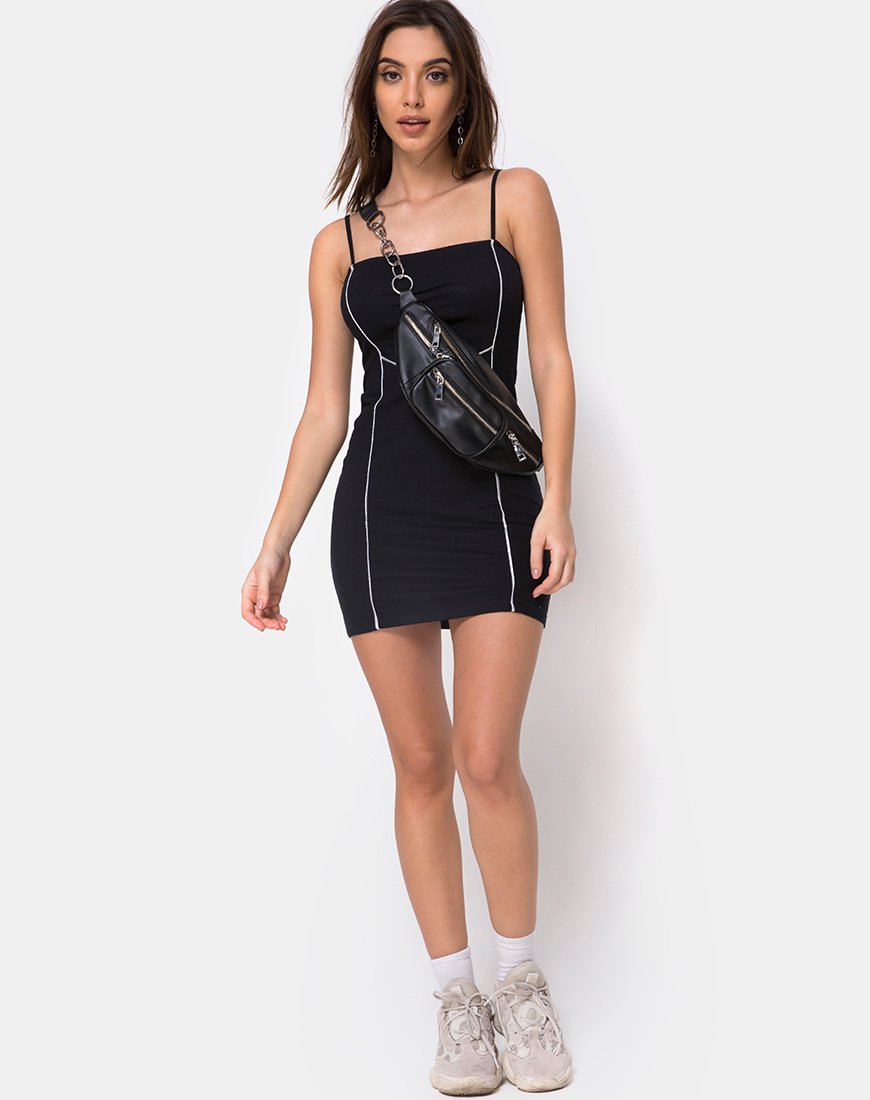 Imagen de Scosh Bodycon Dress in Black with Piping Line