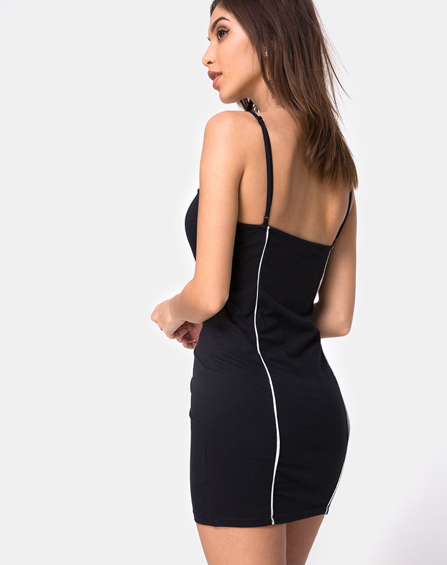 Scosh Bodycon Dress en Negro con Línea de Ribetes