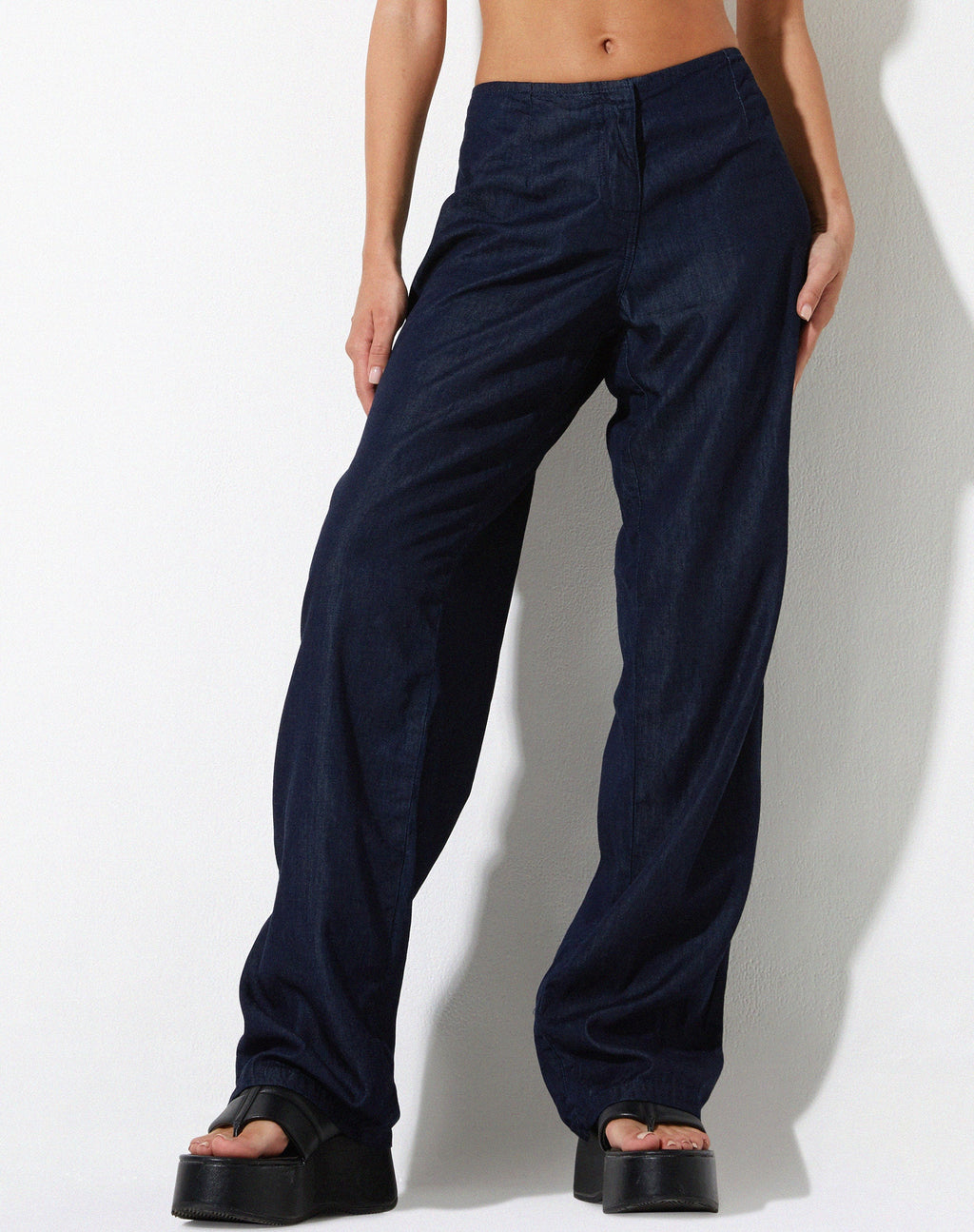 Pantalón Sedna de pata ancha en chambray azul vaquero