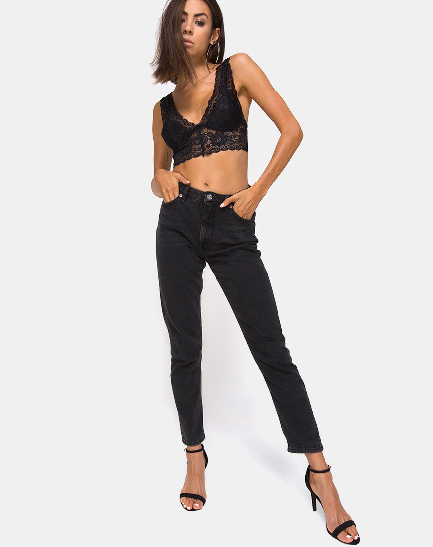 Imagen de Sejie Bralet Crop de encaje Negro