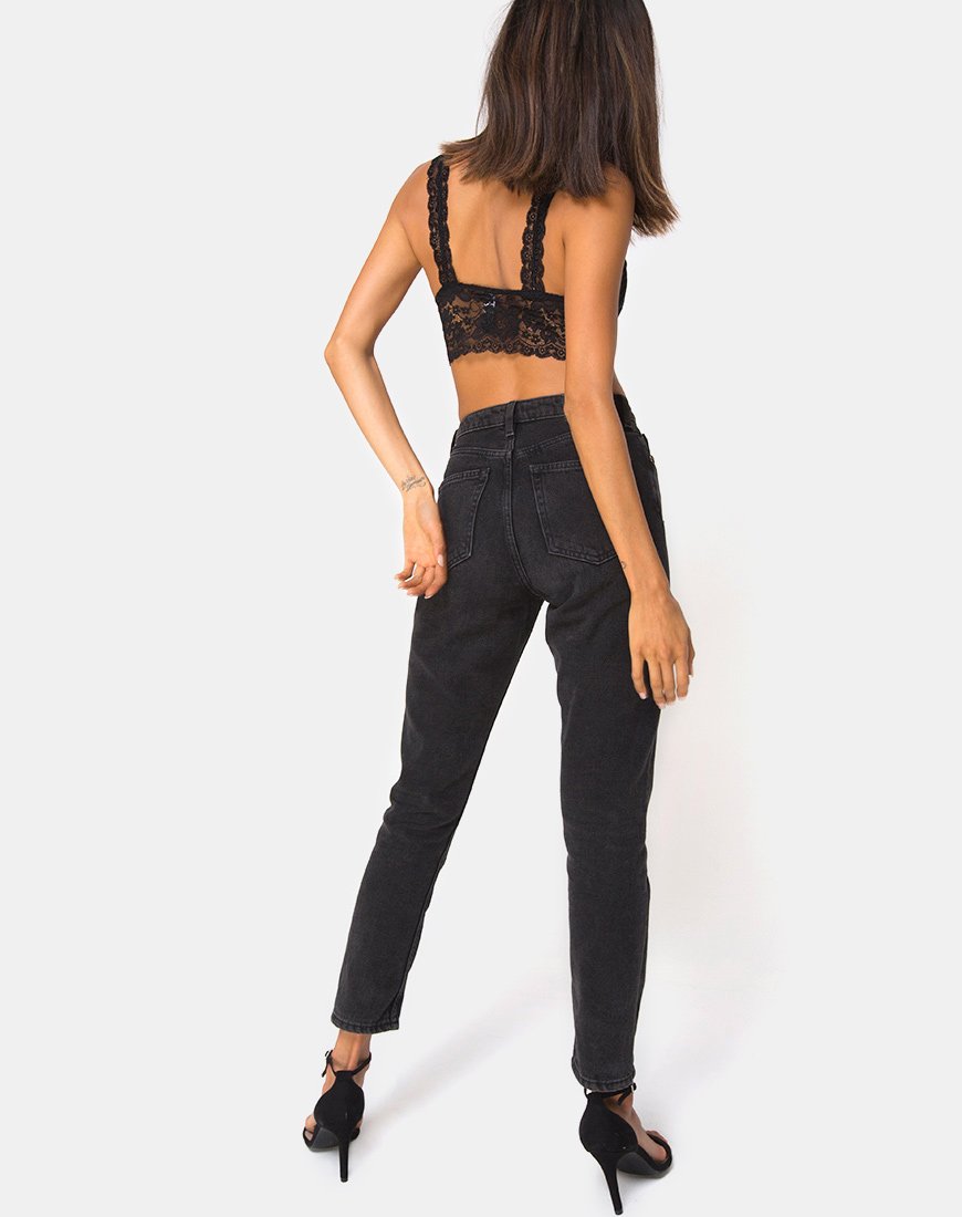 Imagen de Sejie Bralet Crop de encaje Negro