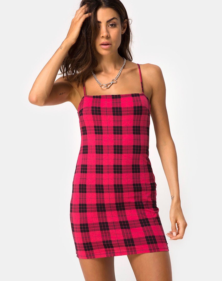 Imagen de Selah Vestido de invierno a cuadros Rojo / Negro
