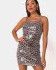 Imagen de Selana Bodycon Dress in Leopard with Clear Sequin