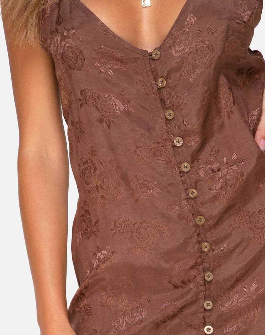 Imagen del vestido Senia de satén rosa chocolate