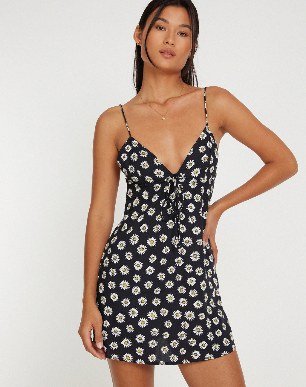 Mini Vestido Senora en Grunge Daisy Negro