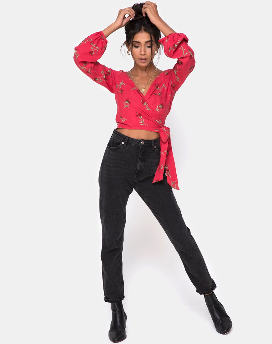 Imagen de Sepra Wrap Top en Rosa Rouge Pink