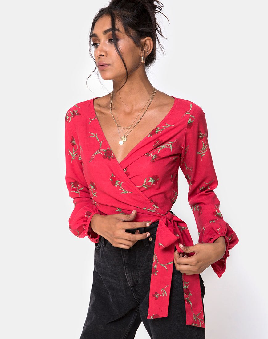 Imagen de Sepra Wrap Top en Rosa Rouge Pink