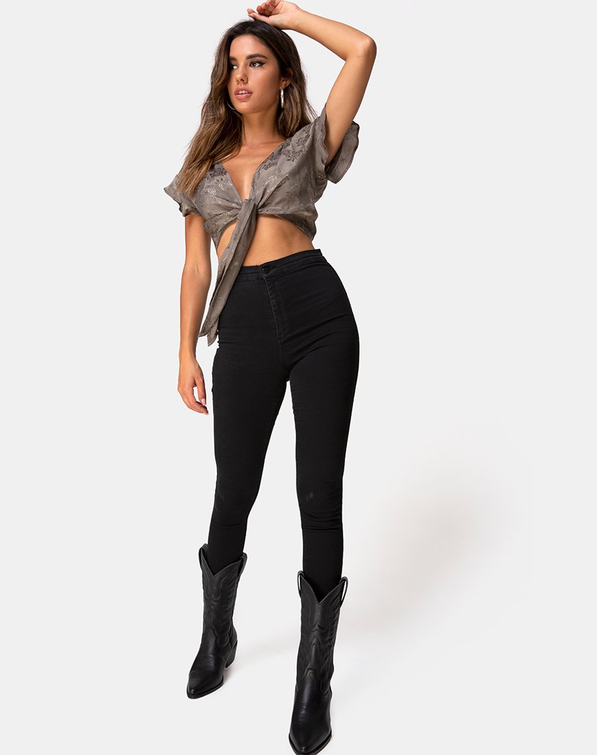Imagen de Shae Crop Top en Satén Rosa Plata Gris