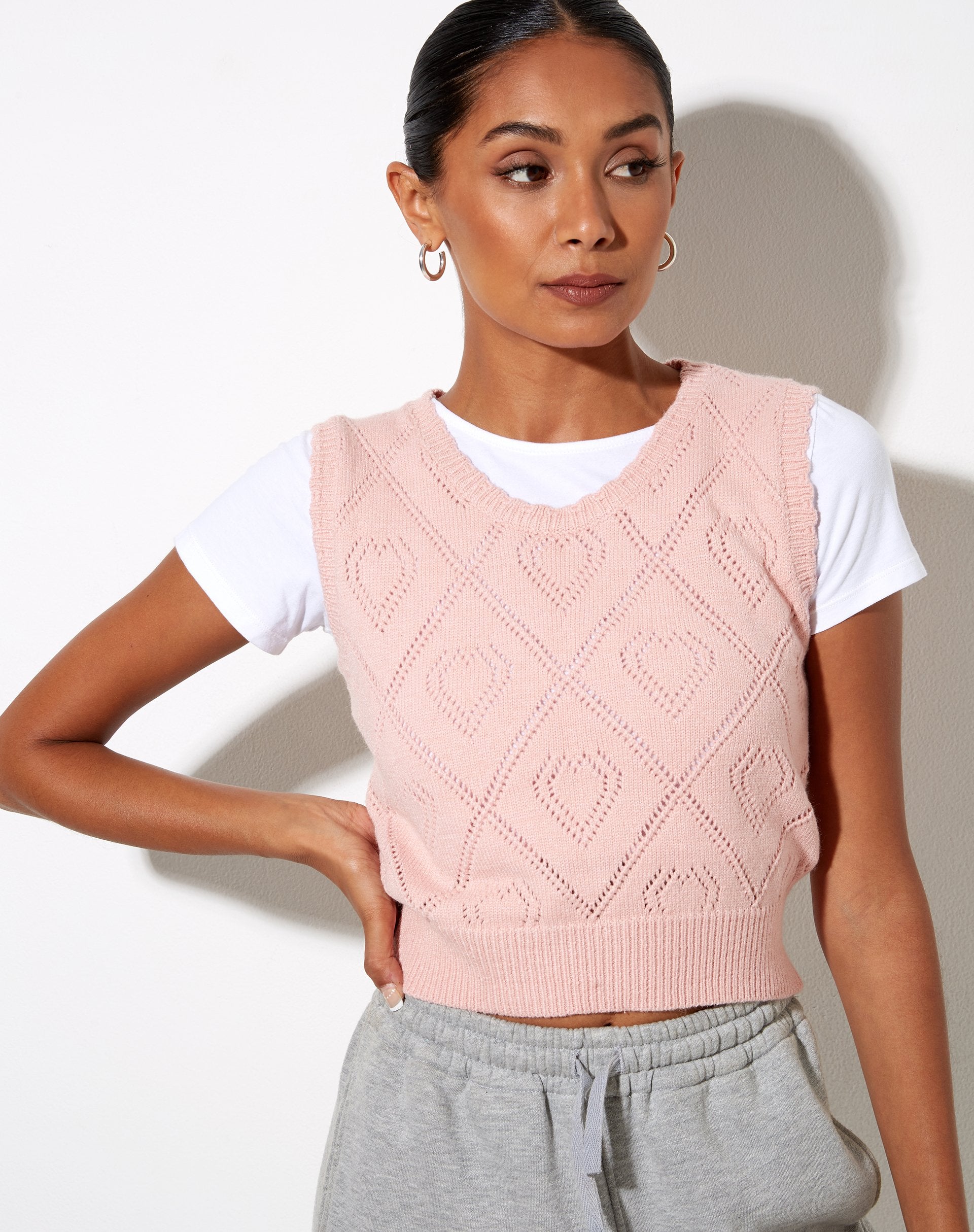 Image of Camiseta de tirantes Shala en rosa diamante y corazón