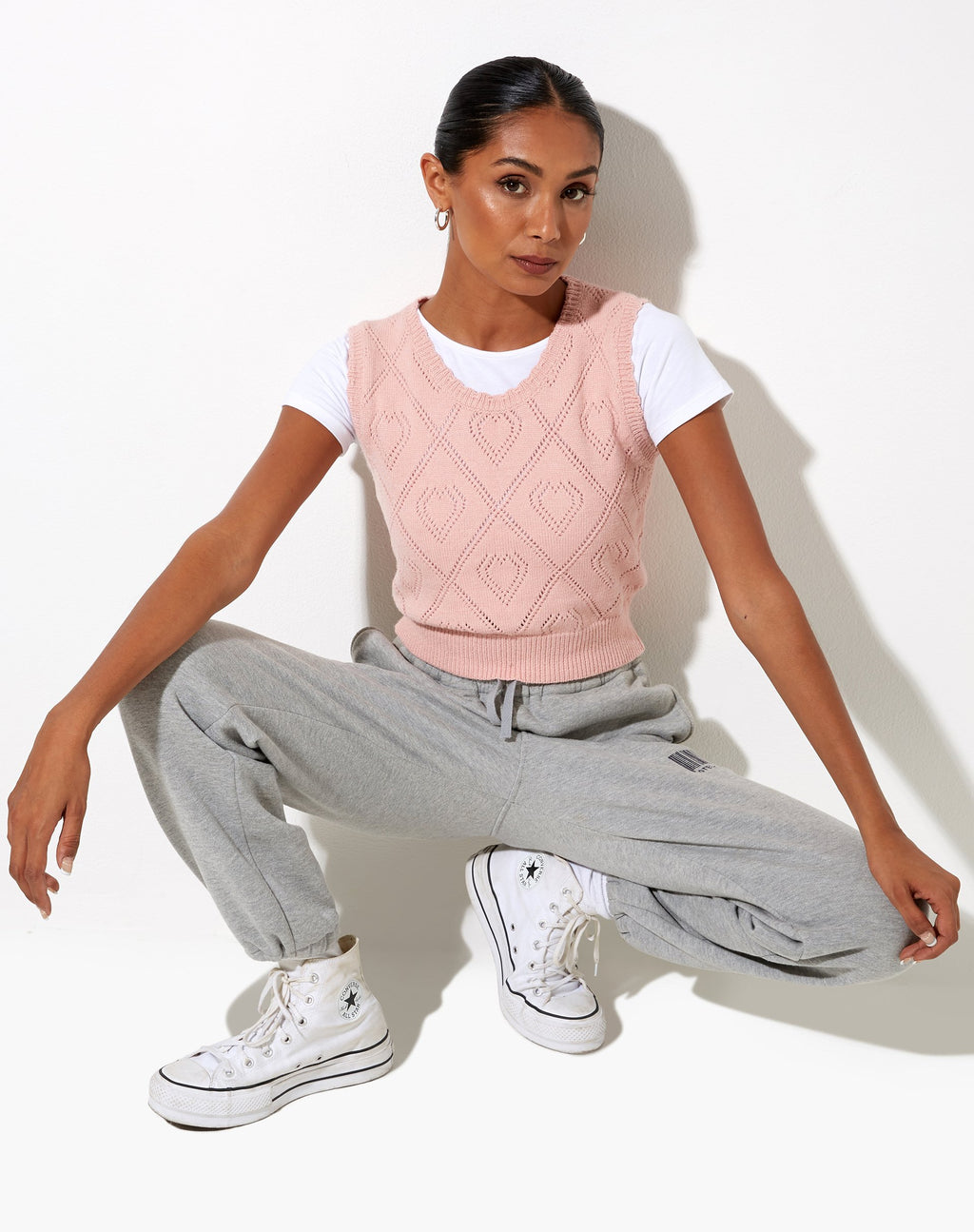 Camiseta de tirantes Shala en rosa diamante y corazón