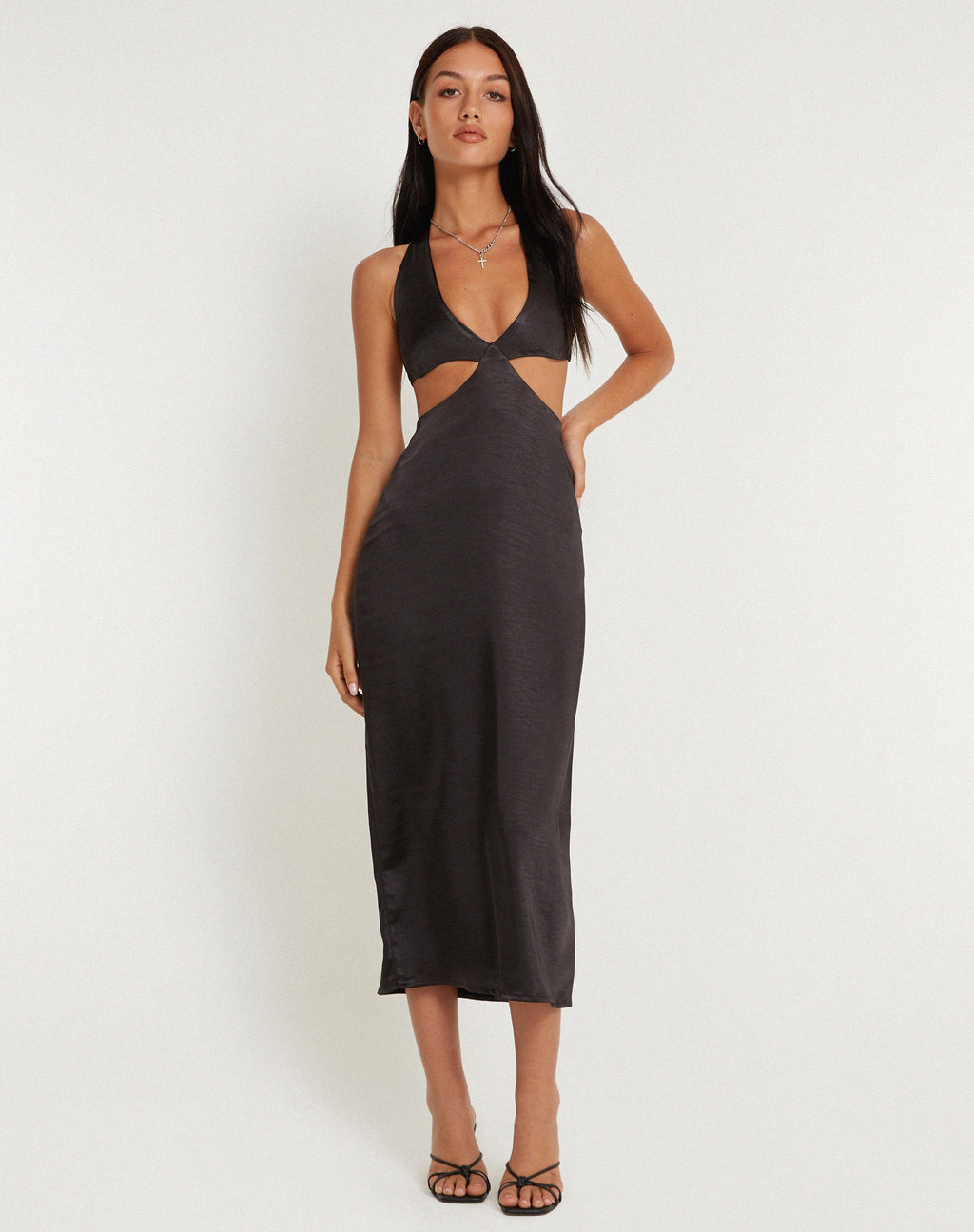Vestido Shalini Midi de satén negro