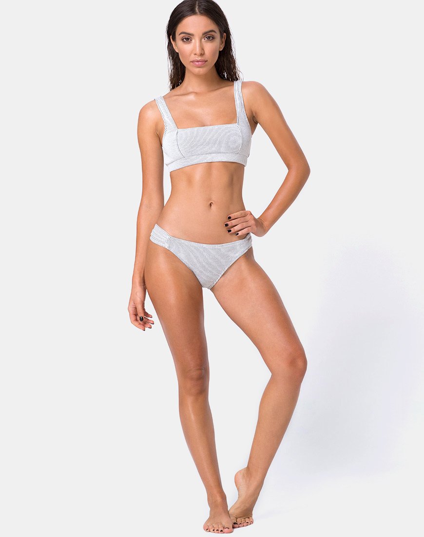 Braguita de bikini Shani de canalé arrugado blanca