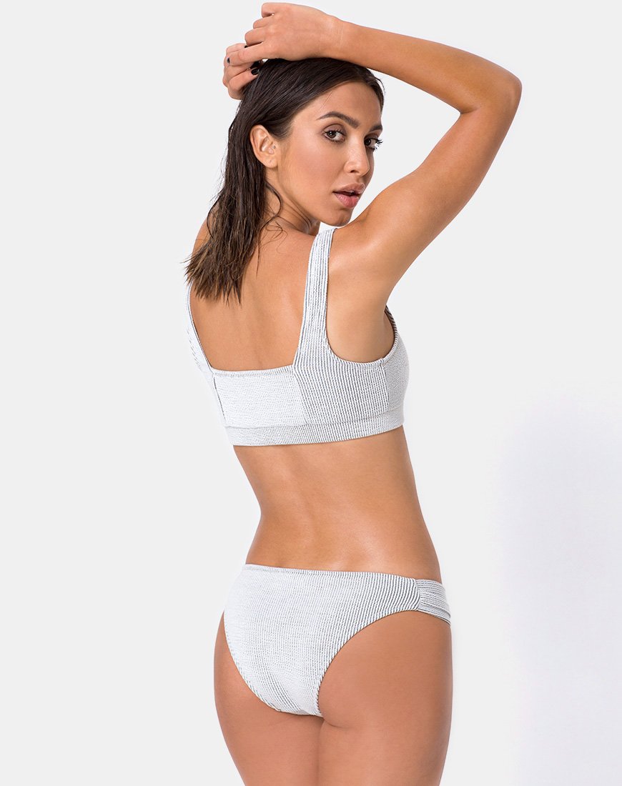 Braguita de bikini Shani de canalé arrugado blanca