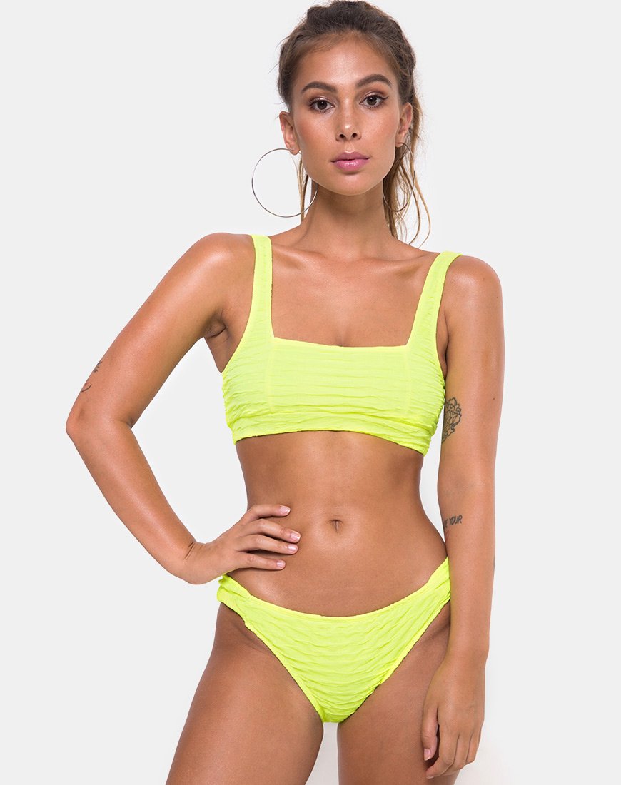 Imagen de braguita de bikini Shani en 80s Crinkle Sour Lime