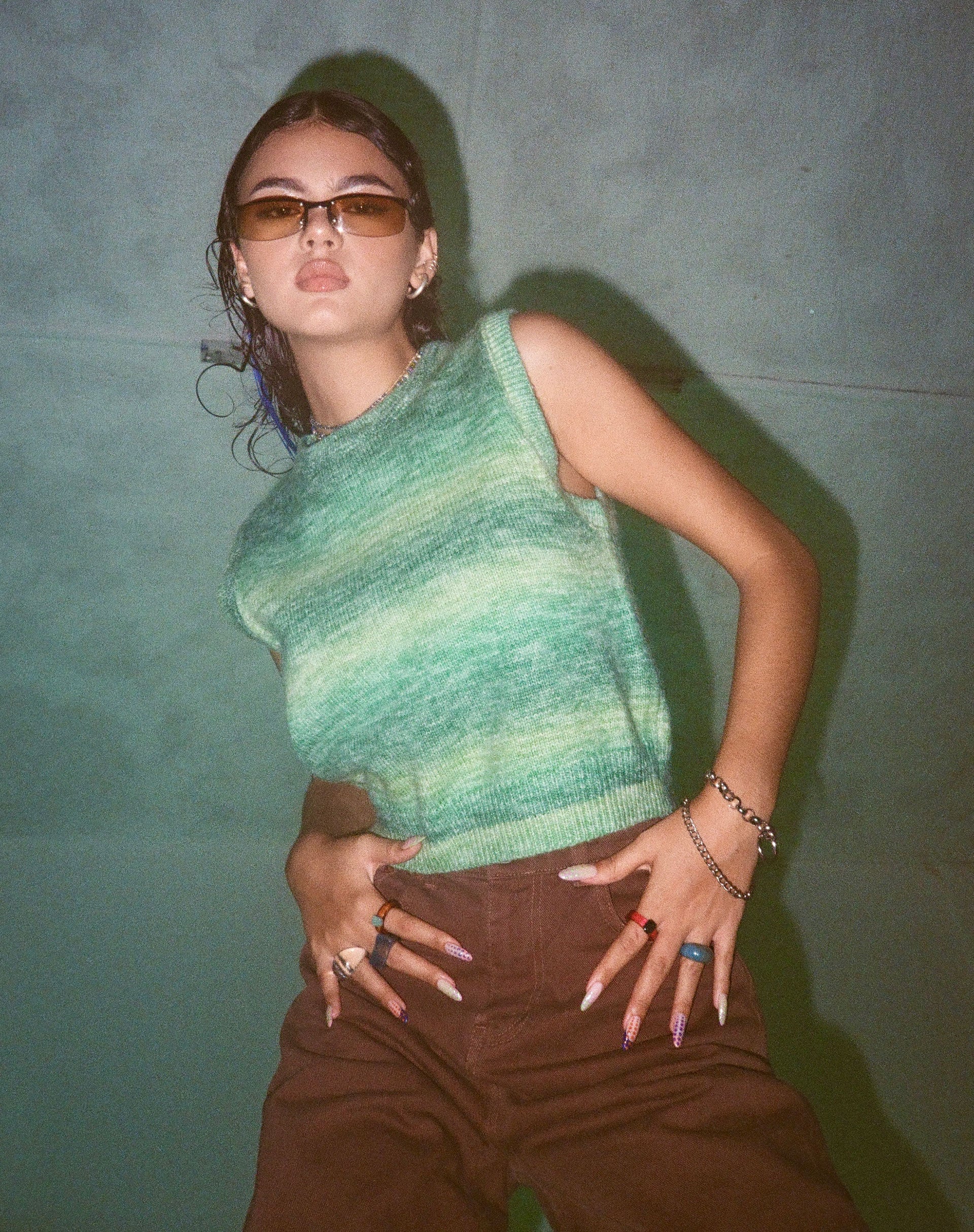 Imagen de MOTEL X OLIVIA NEILL Camiseta de tirantes Shaya de punto Verde