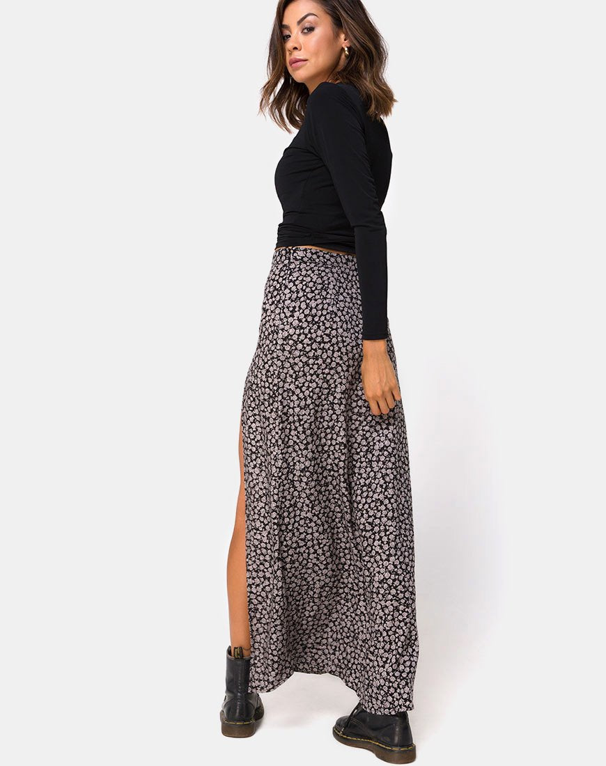 Imagen de Shayk Maxi Skirt in Ditsy Rose Negro