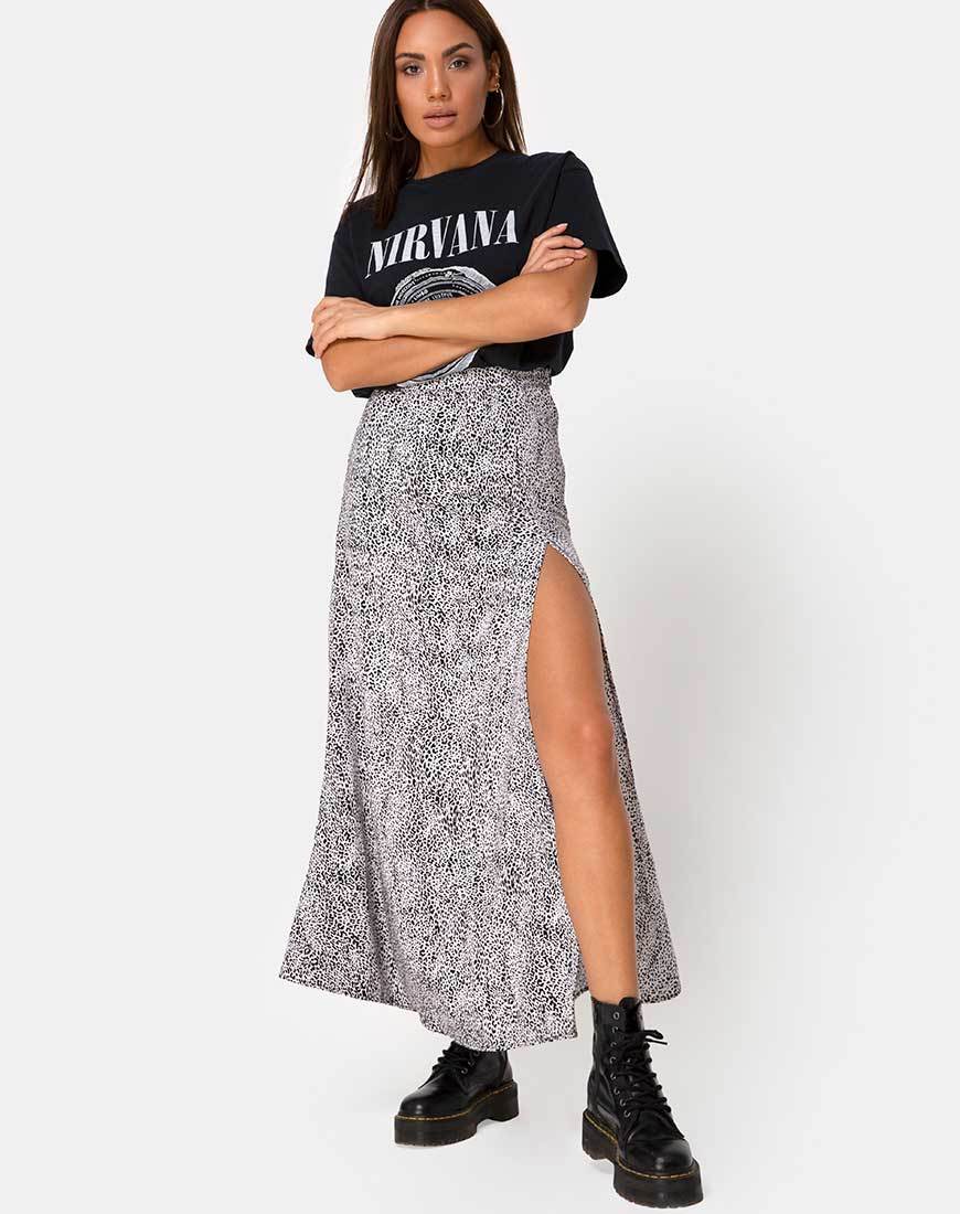 Imagen de Shayk Falda Midi en Leo Spot Blanco y Negro
