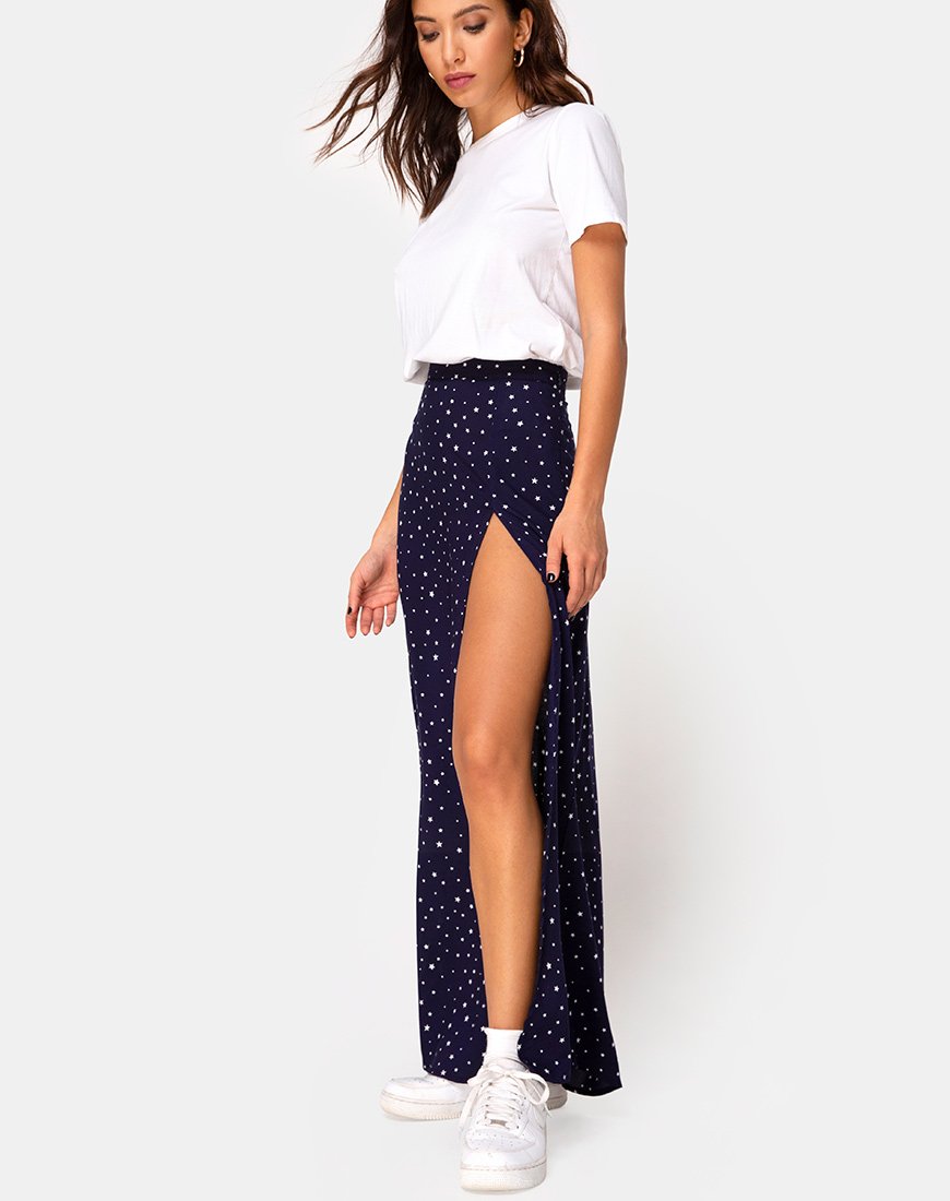Maxifalda Shayk en azul marino Starstruck