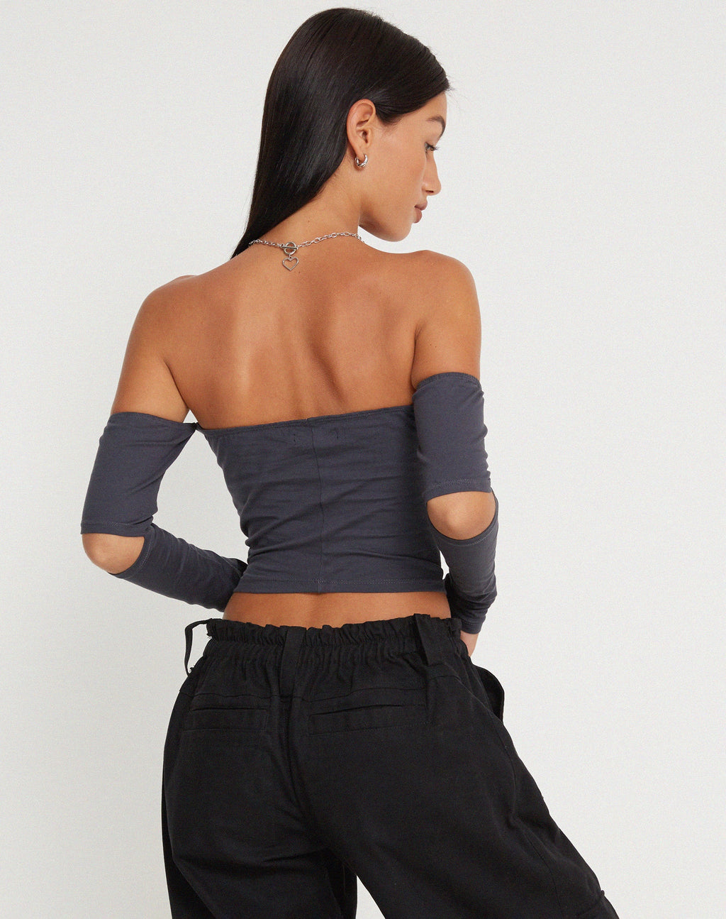 Shelbo Bardot Crop Top en Ocean Storm