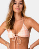 Imagen del sujetador de bikini Shell en color Picnic Check Peach