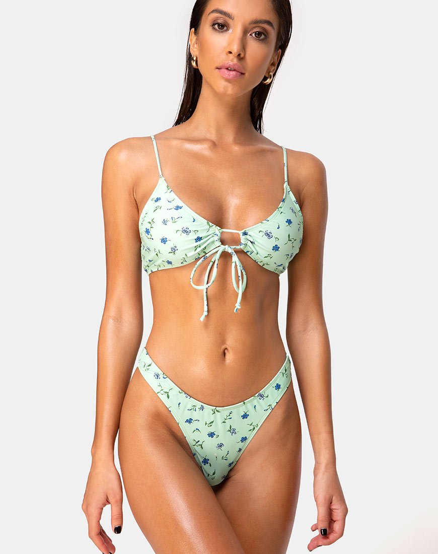 Bikini Shell Top en Ditsy Petal Lima Pastel