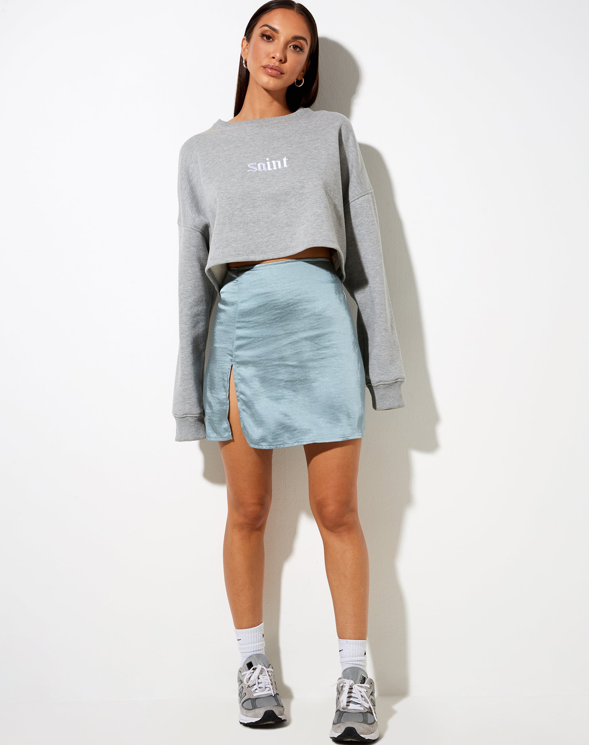 Imagen de la FALDA SHENKA SATIN SILVER BLUE#41
