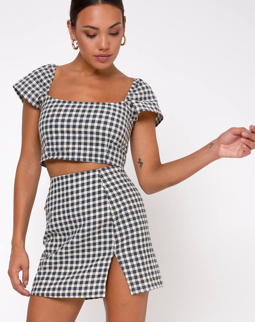 Imagen de la minifalda Sheny en guinga crema
