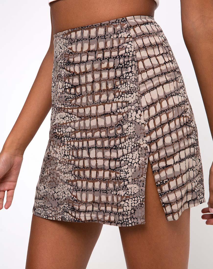 Imagen de Sheny Minifalda de cocodrilo gris neutro