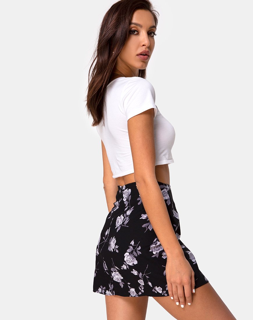 Imagen de Sheny Minifalda en Blanco Rosa Negro