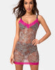 Imagen de Sheys Vestido Mini Malla Tigre con Encaje Violeta