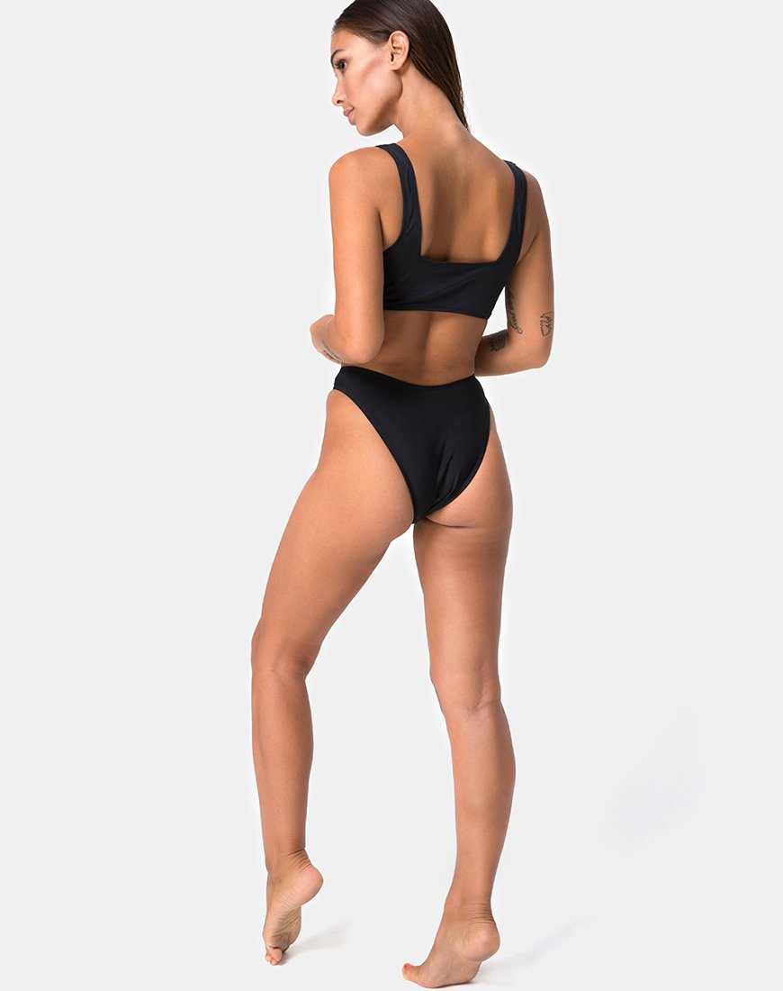 Imagen del sujetador de bikini Shielle negro con ribetes en contraste