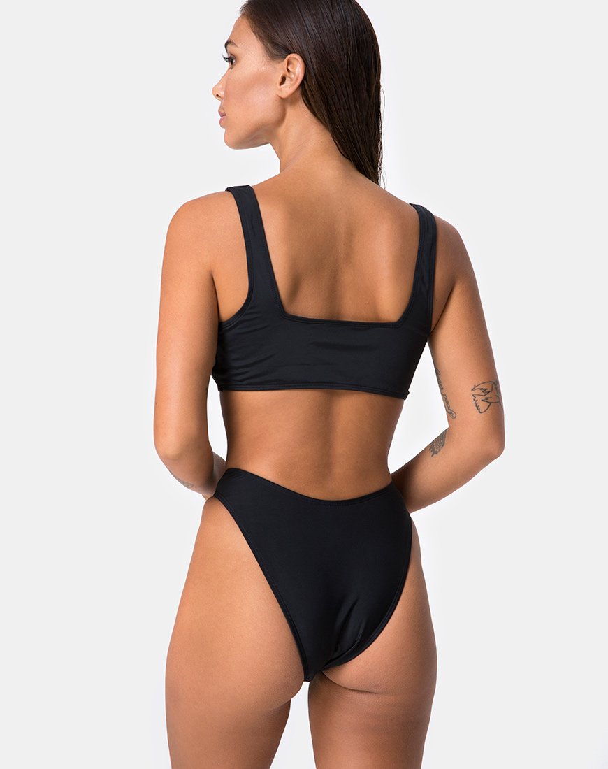 Imagen del sujetador de bikini Shielle negro con ribetes en contraste
