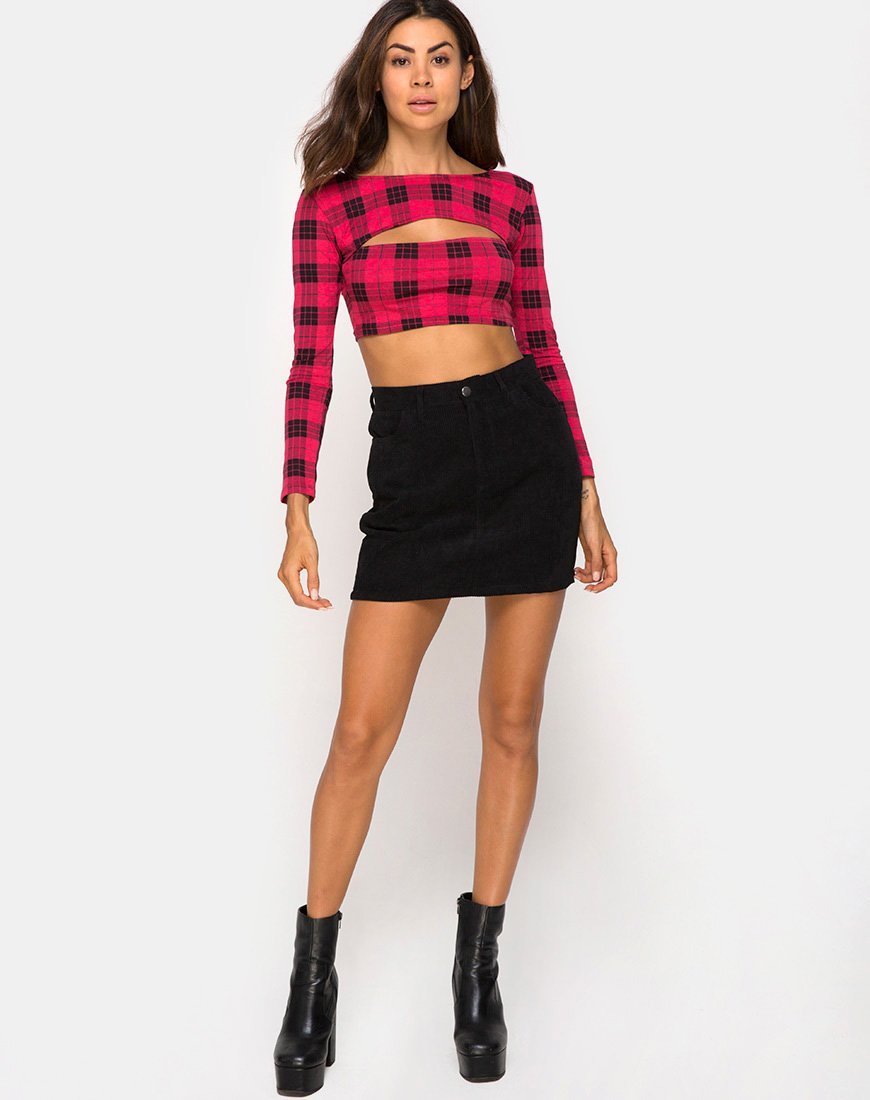 Imagen de Shimla Crop Top en Winter Plaid Rojo / Negro