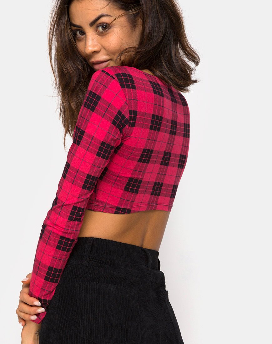 Imagen de Shimla Crop Top en Winter Plaid Rojo / Negro