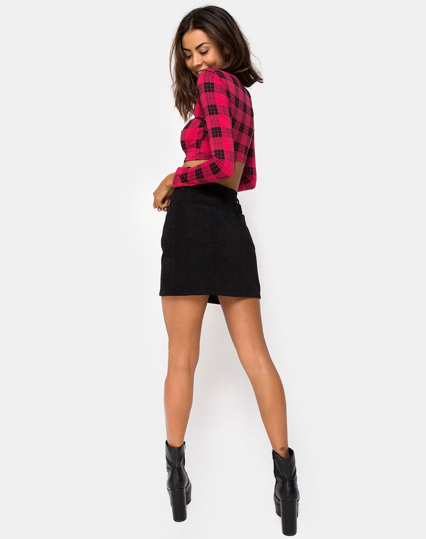 Imagen de Shimla Crop Top en Winter Plaid Rojo / Negro