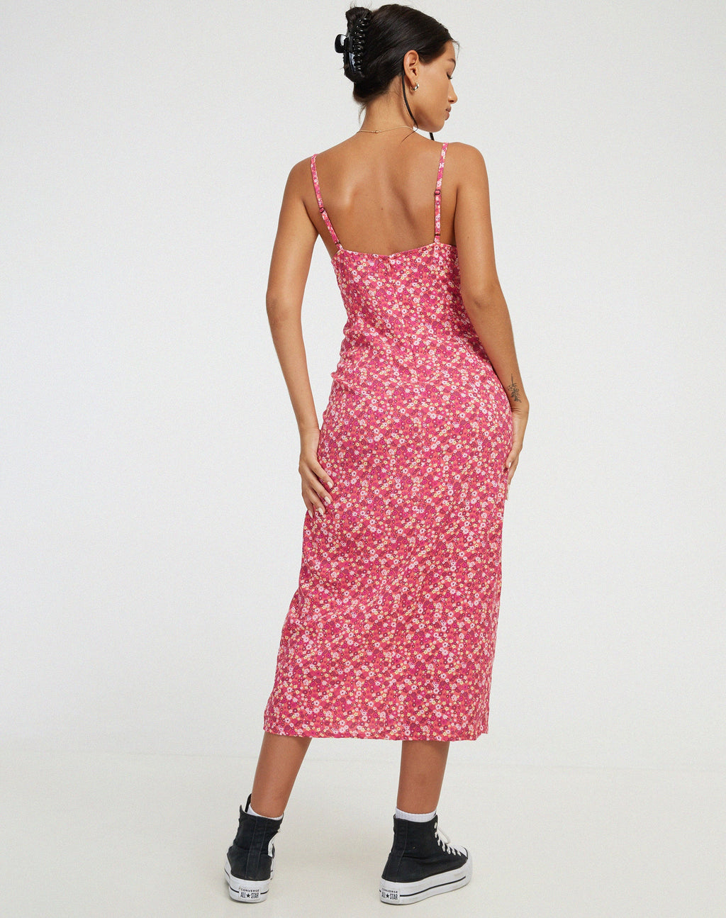 Vestido Shiori Midi en Ditsy Floral Rosa