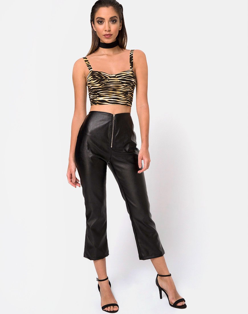 Imagen de Shistra Cropped Top con Cremalleras Cebra Marrón