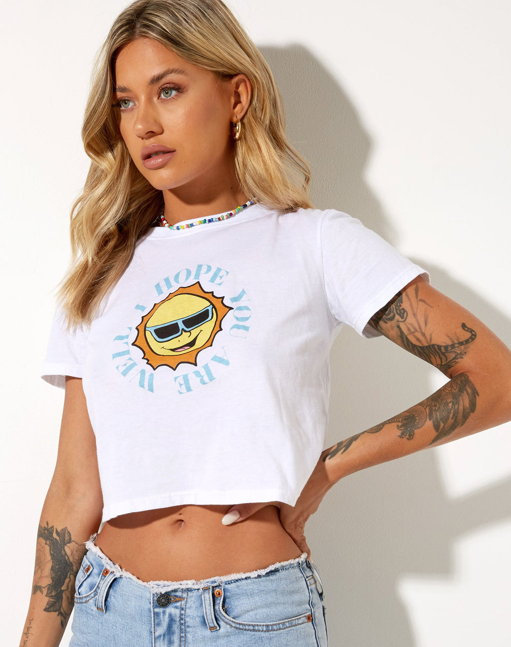 Camiseta Shrunk Tee en blanco Retro Sun