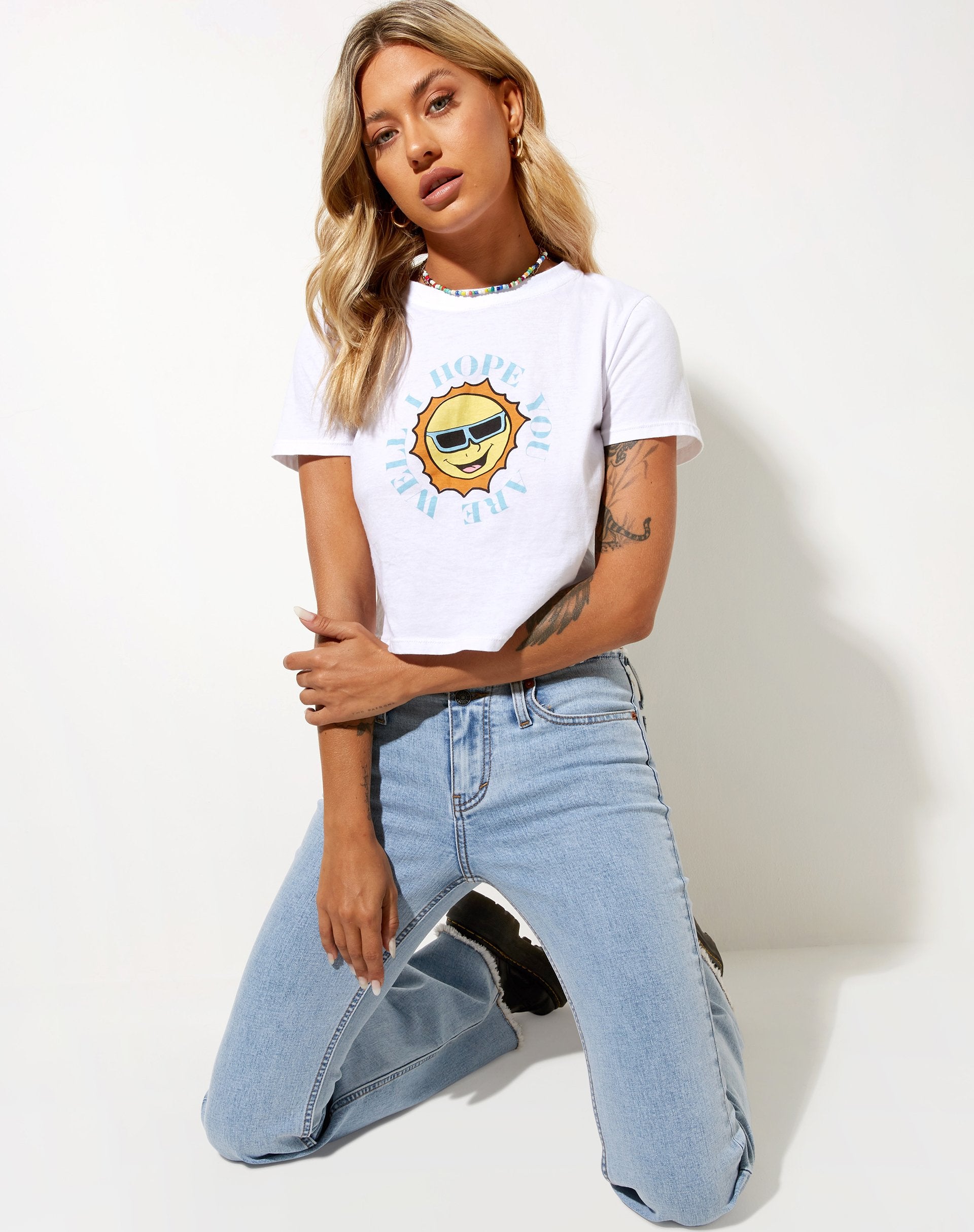 Imagen de Shrunk Tee in White Retro Sun