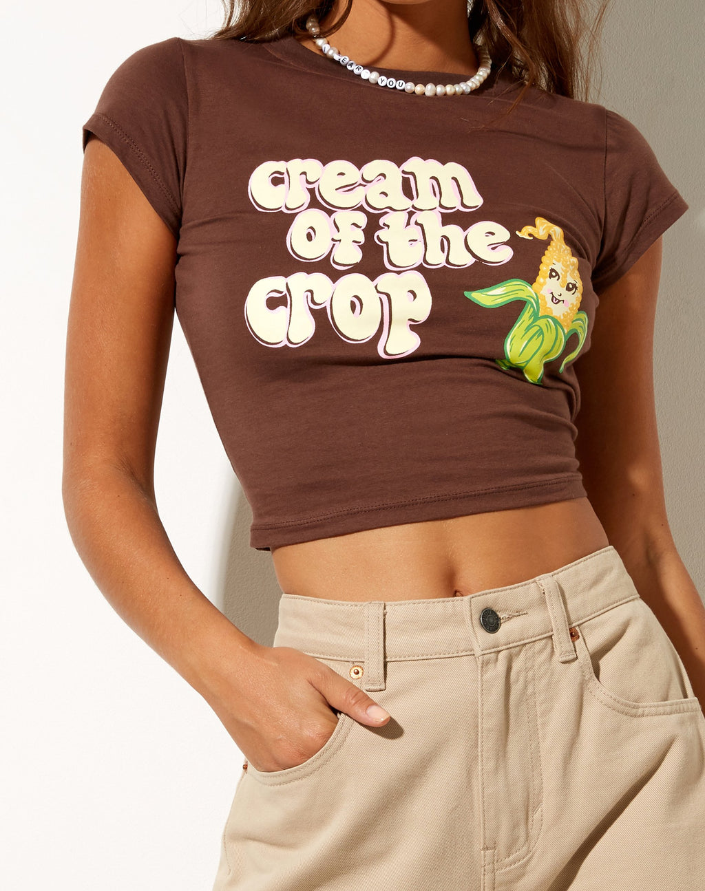 Tinsi Crop Top en Caoba oscuro Cream Of The Crop
