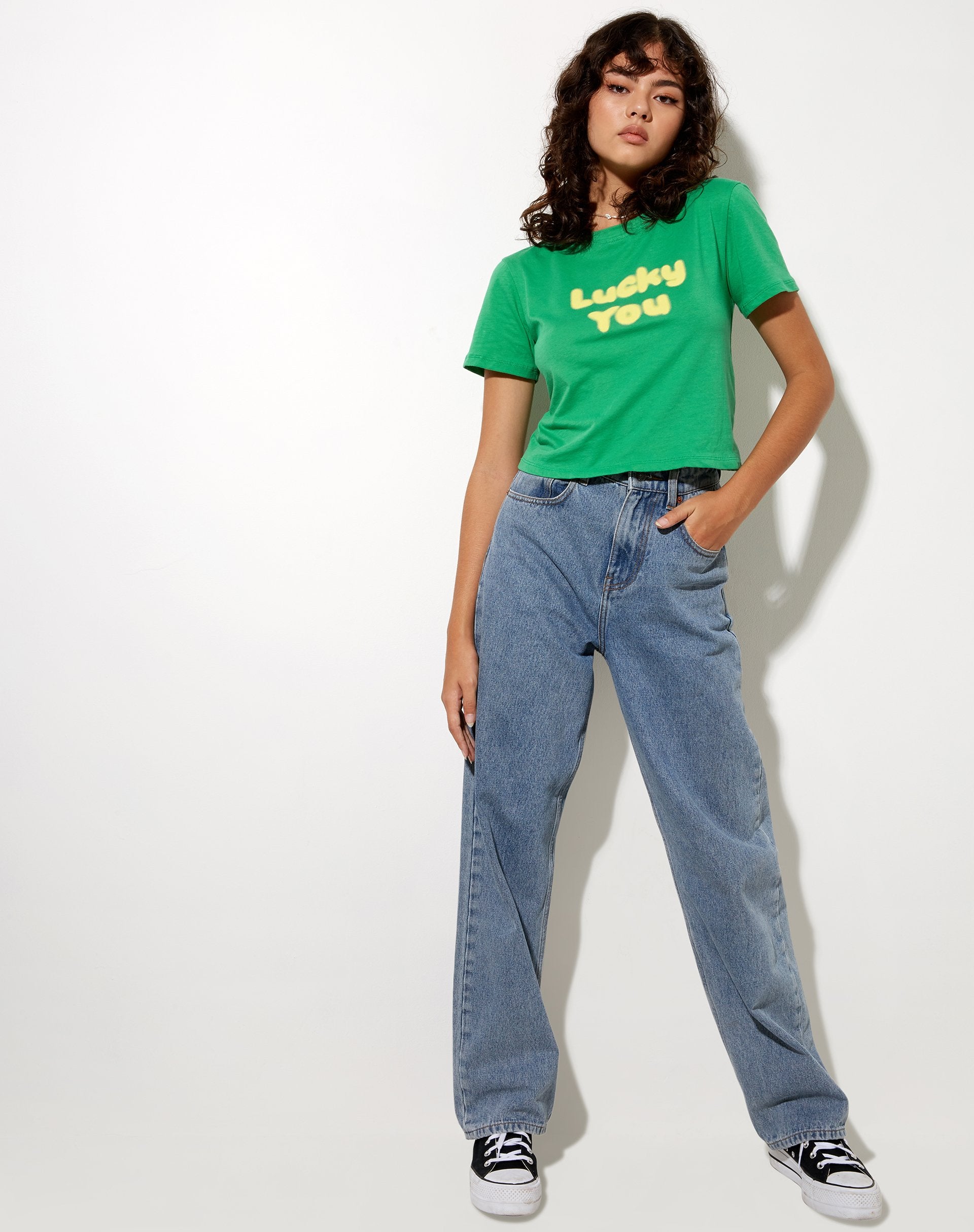 Imagen de Shrunk Tee en verde Lucky you