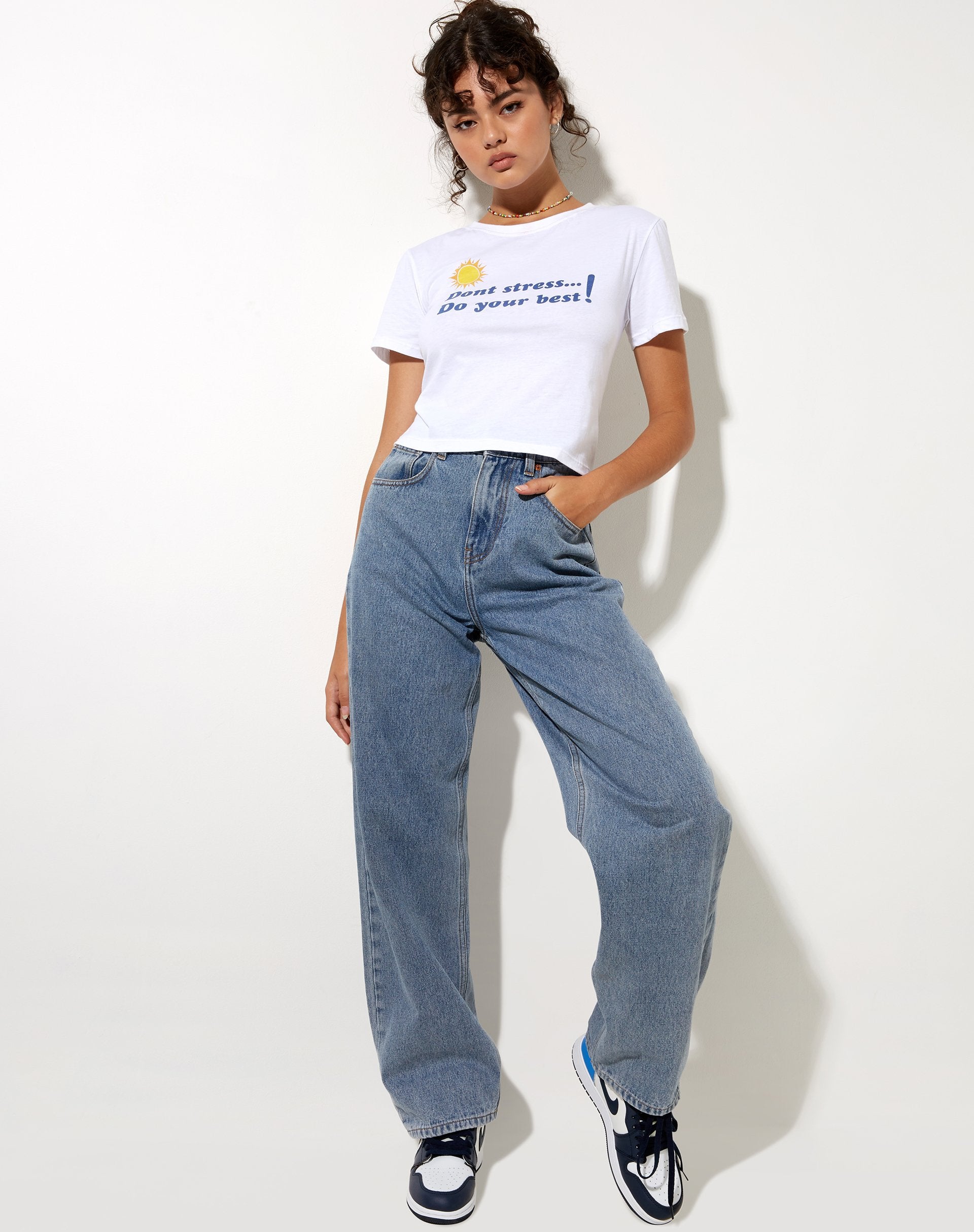 Imagen de Shrunk Tee in White Dont Stress Do Your Best