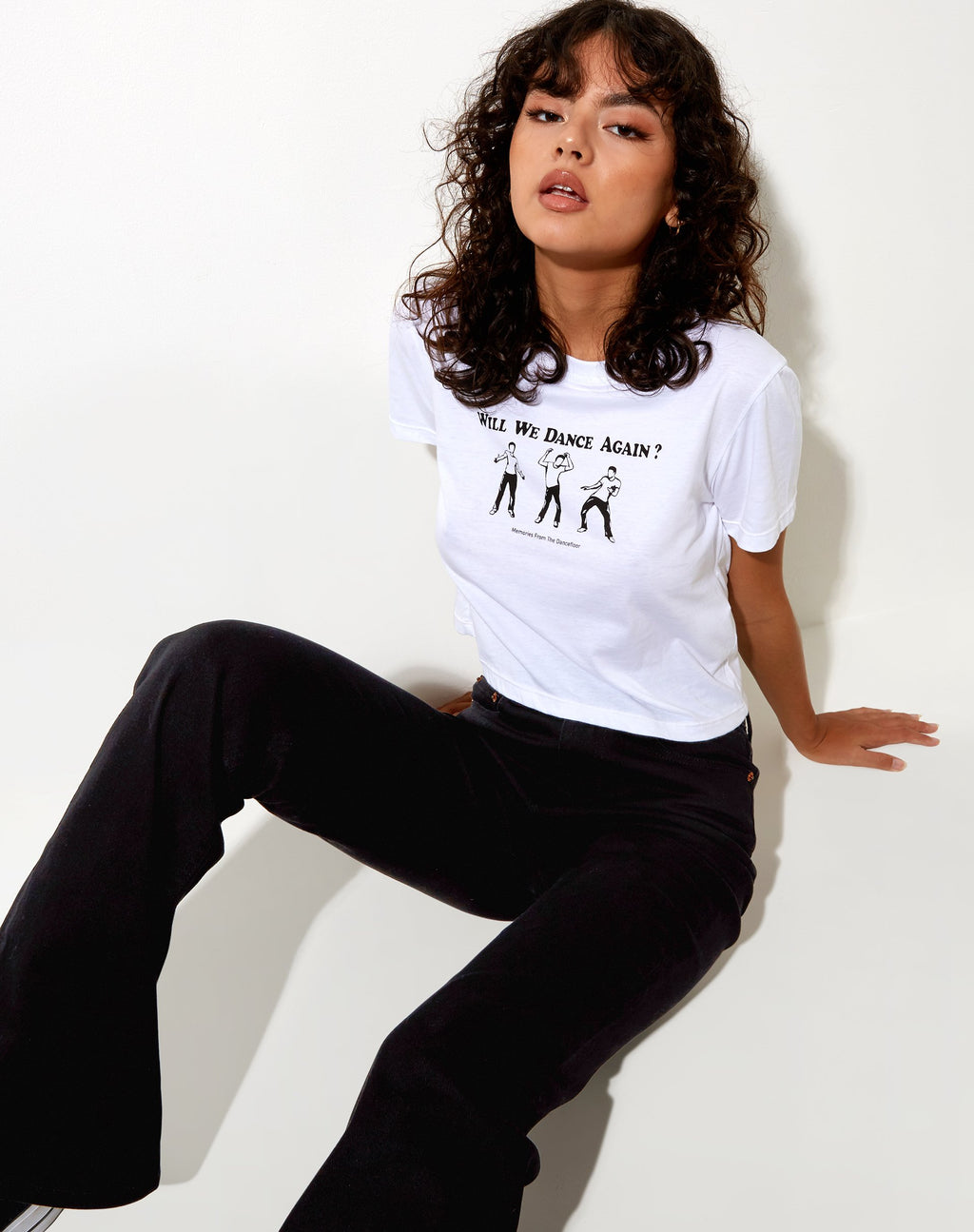 Camiseta encogida en blanco Will We Dance Again