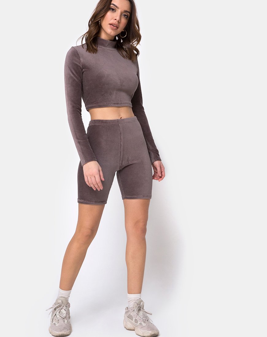 Imagen de Shureen Crop Top en terciopelo Mocha Rib