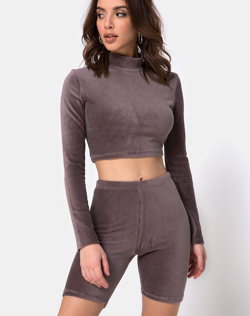 Imagen de Bike Short en terciopelo Mocha Rib