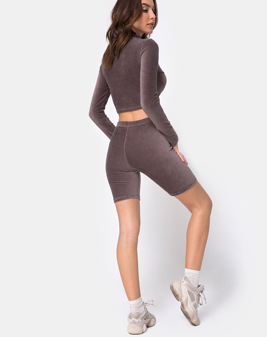Imagen de Shureen Crop Top en terciopelo Mocha Rib